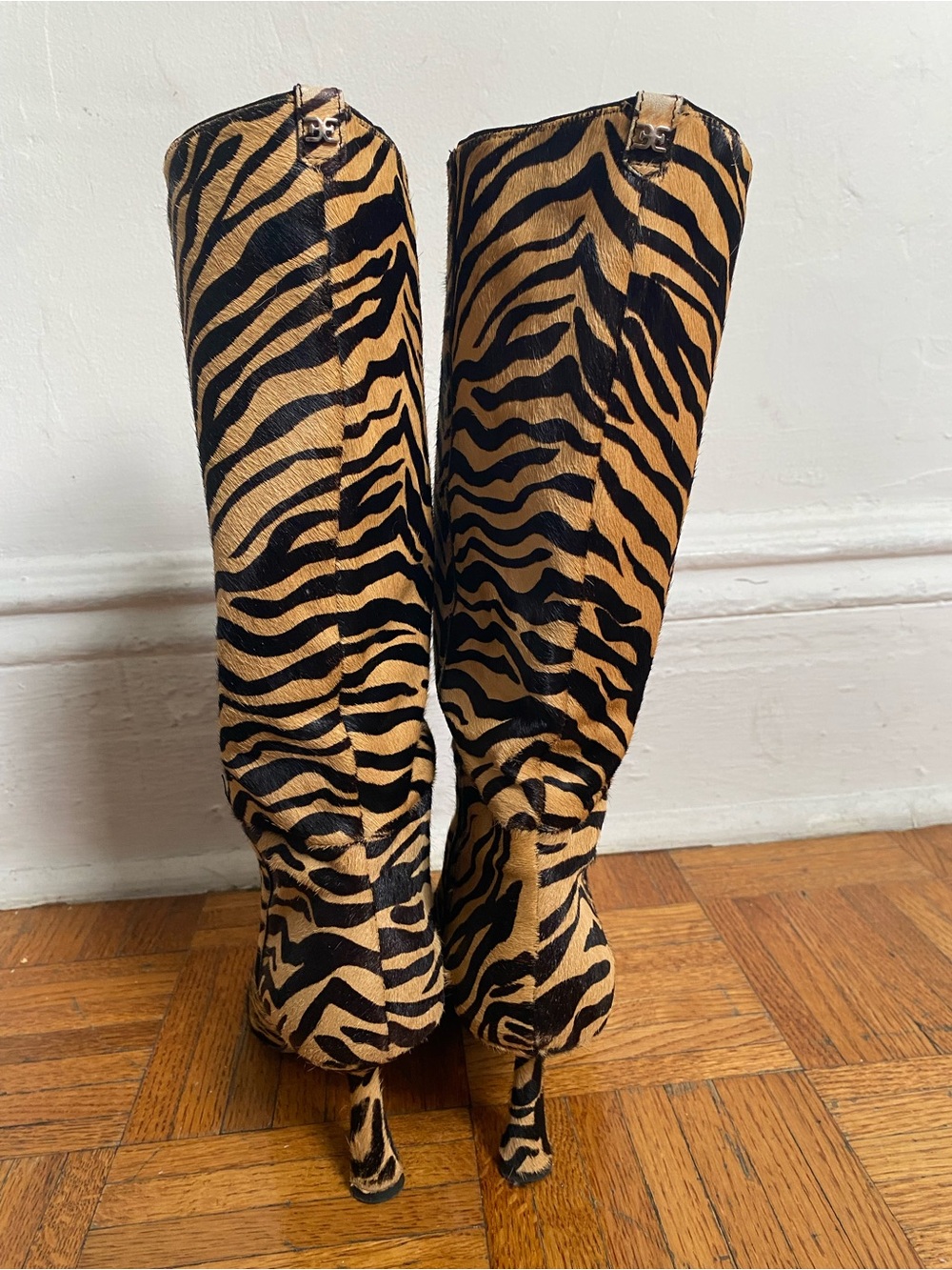 Sam Edelman Zebra-Print Genuine Calf Hair Knee High Boots - Picture 10 of 14